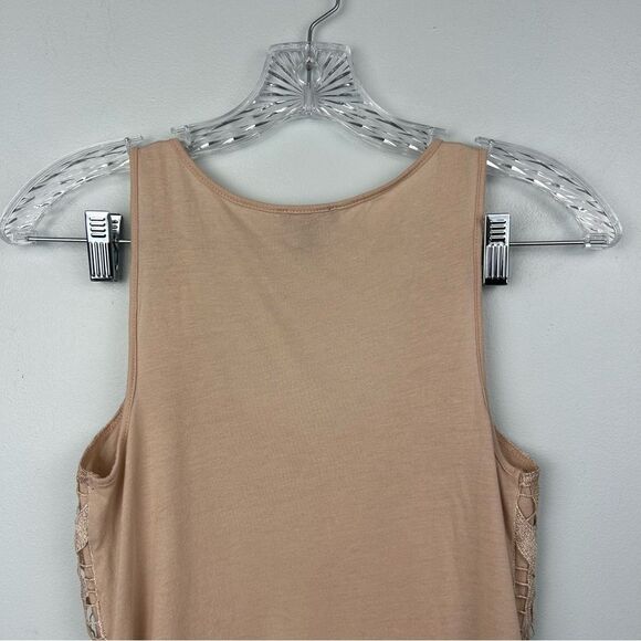 Express Metallic Lace Tank Top Cami Front Lined Lace Cutout Rose Gold Sz XS - Picture 14 of 14